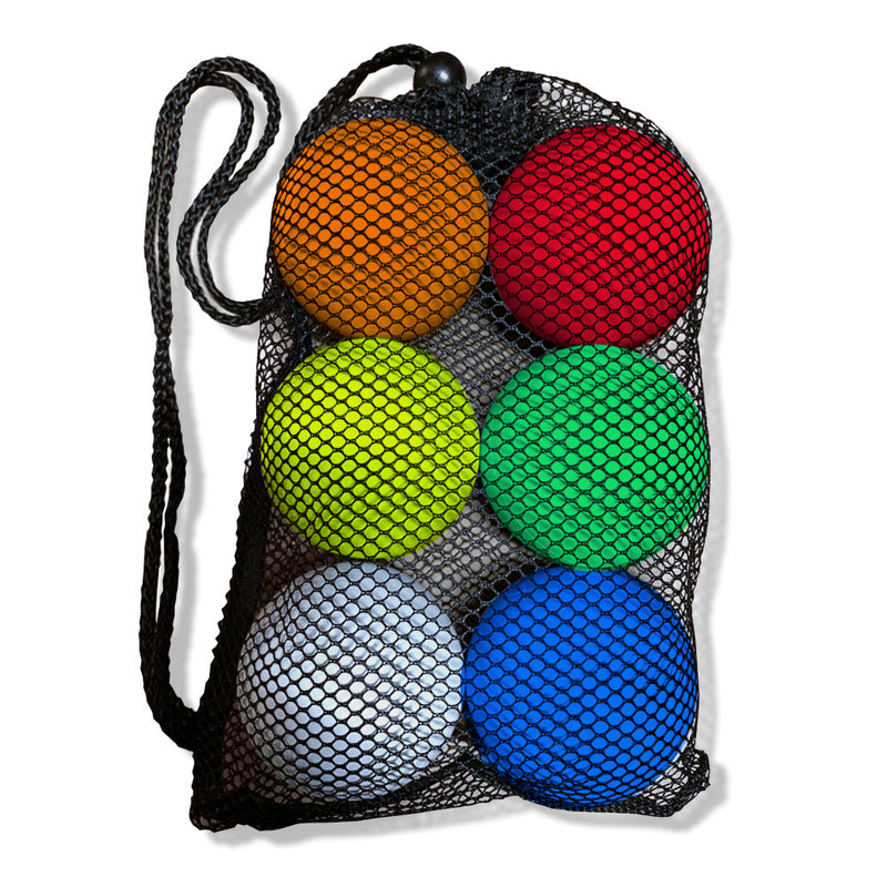 Assorted 6 Pack Lacrosse Balls in Mesh Carry Bag 