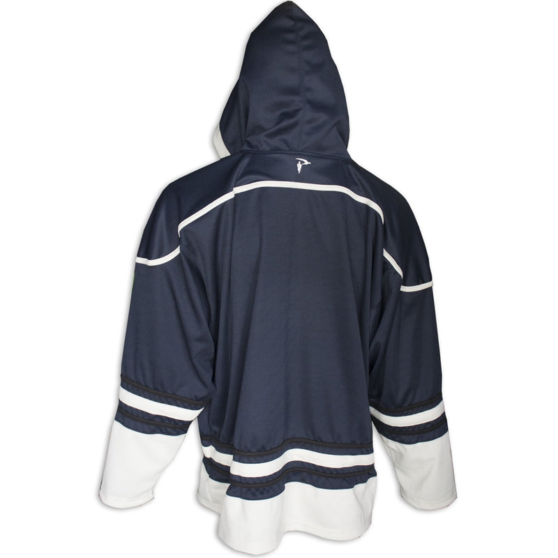 Custom Sublimated Tackle Twill Hockey Hoodie Back View