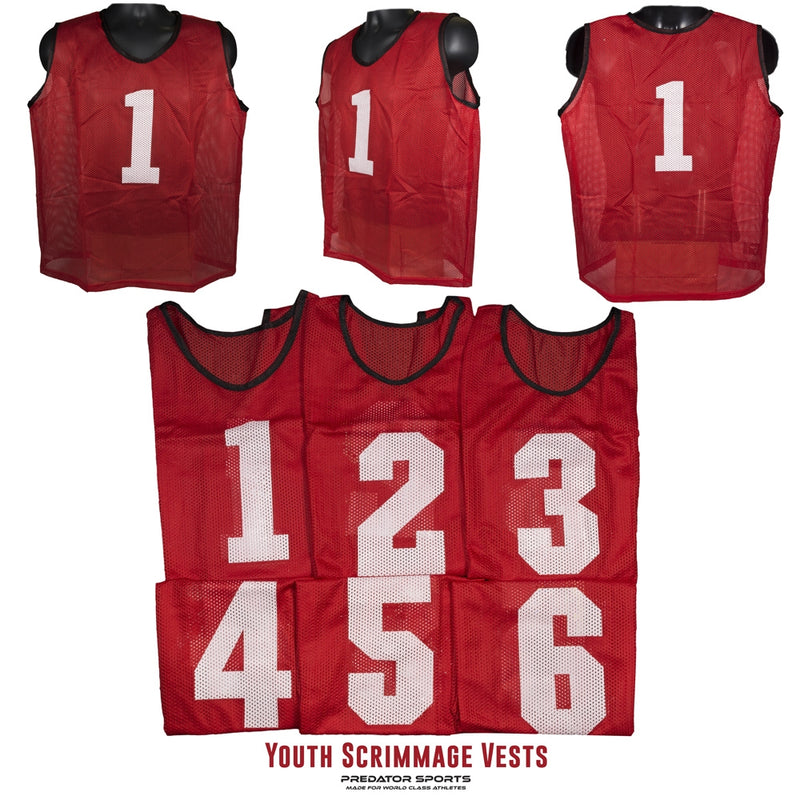 Predator Sports Youth Numbered Scrimmage Vests- Set of 6