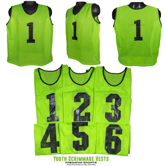 Predator Sports Youth Numbered Scrimmage Vests- Set of 6 - Lacrosseballstore