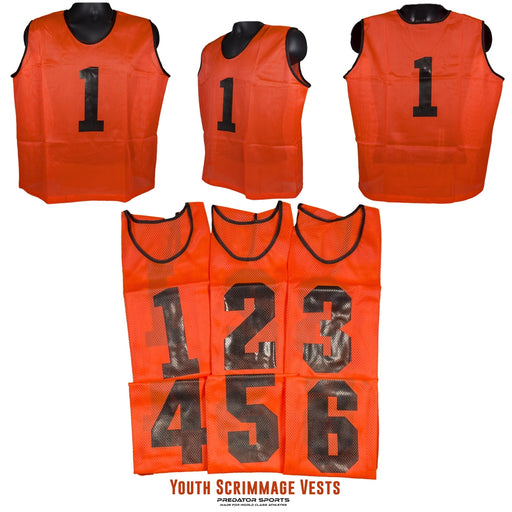 Predator Sports Youth Numbered Scrimmage Vests- Set of 6 - Lacrosseballstore