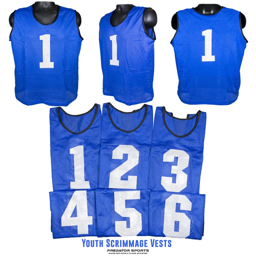 Predator Sports Youth Numbered Scrimmage Vests- Set of 6 - Lacrosseballstore