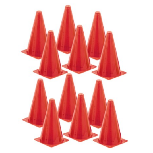 One Dozen 9" Tall Cones Orange