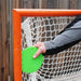 Green top shelf target on lacrosse goal
