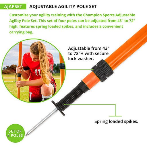 Champion Adjustable Agility Pole Set - Lacrosseballstore