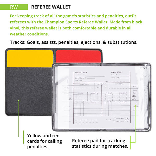 Soccer Referee Wallet Goals, assists, penalties , ejections, 